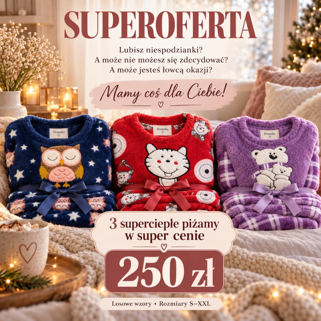 Superoferta – 3 losowe piżamy Wellsoft za 250 zł